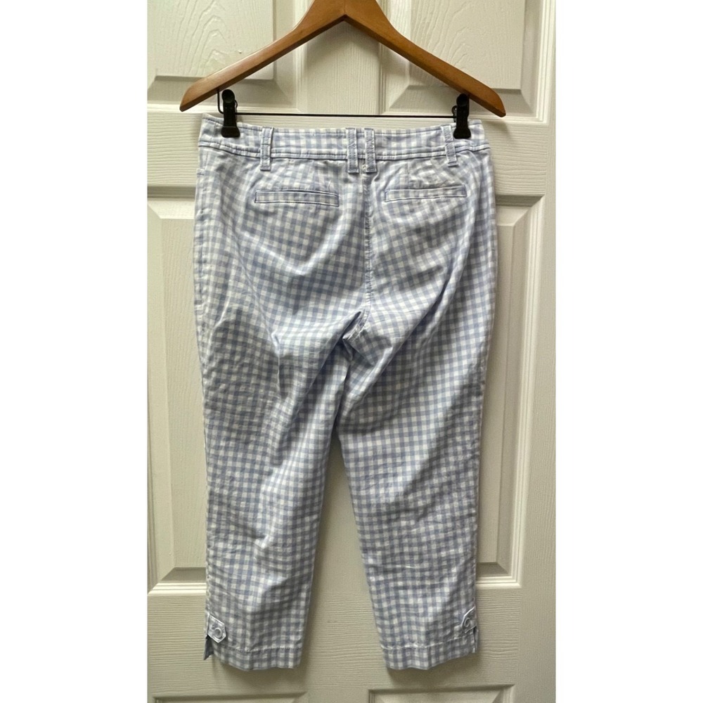 Talbots Women's Petite Size 4P Blue Gingham Perfect Crop Coastal Chinos Beach - Picture 6 of 15